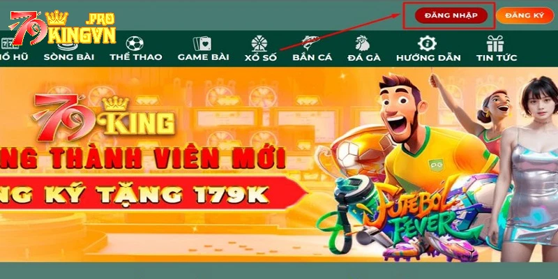Vào đường link chính thức của 79king để đăng nhập